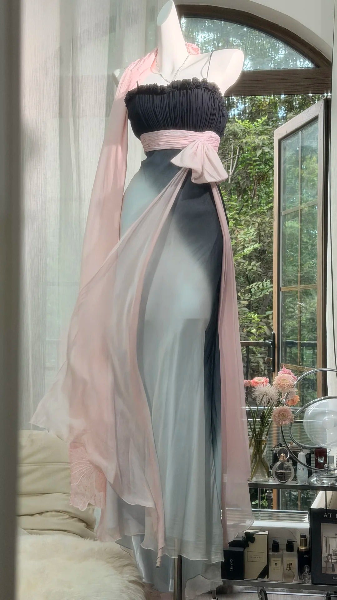 Vintage Prom Dresses Mermaid Spaghetti Straps Ombre Gradient Chiffon 1950s Retro Party Evening Formal Outfits RC1096