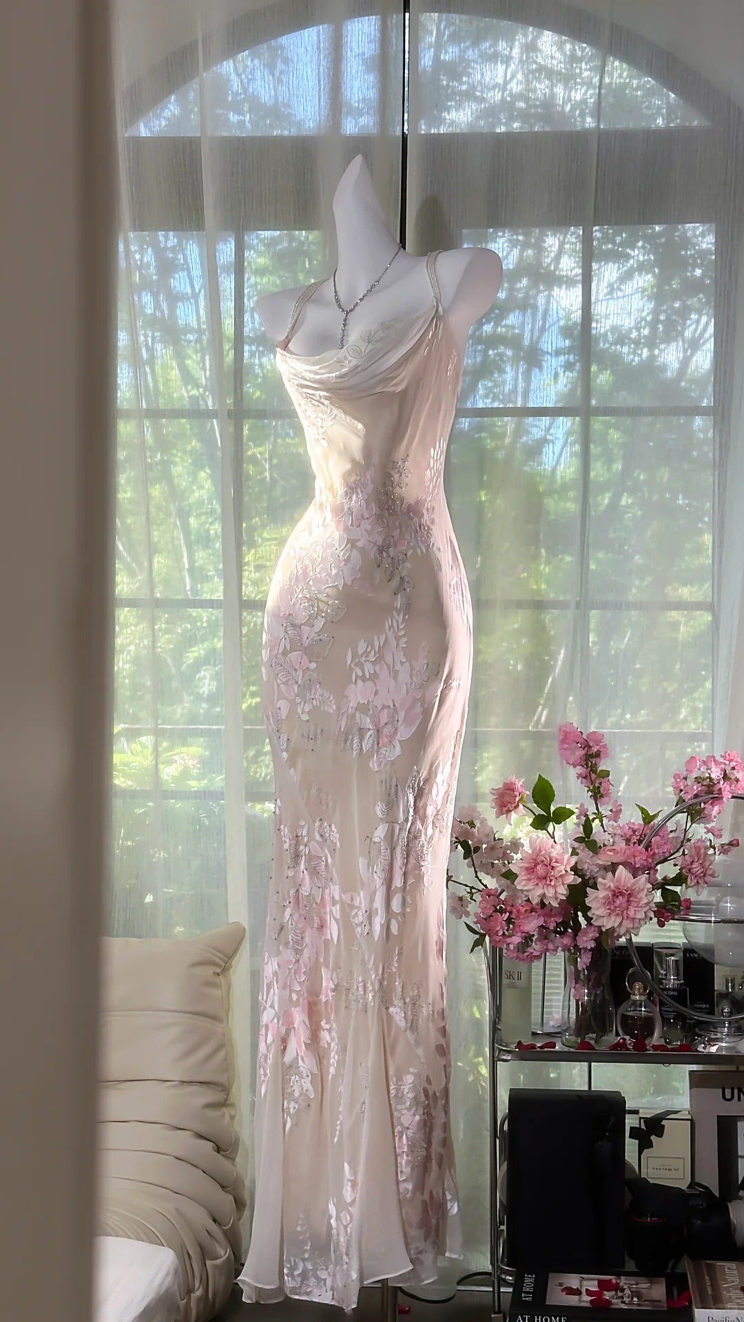 Charming Prom Dresses Mermaid Spaghetti Strap Pink Floor Length Evening Outfits N3561