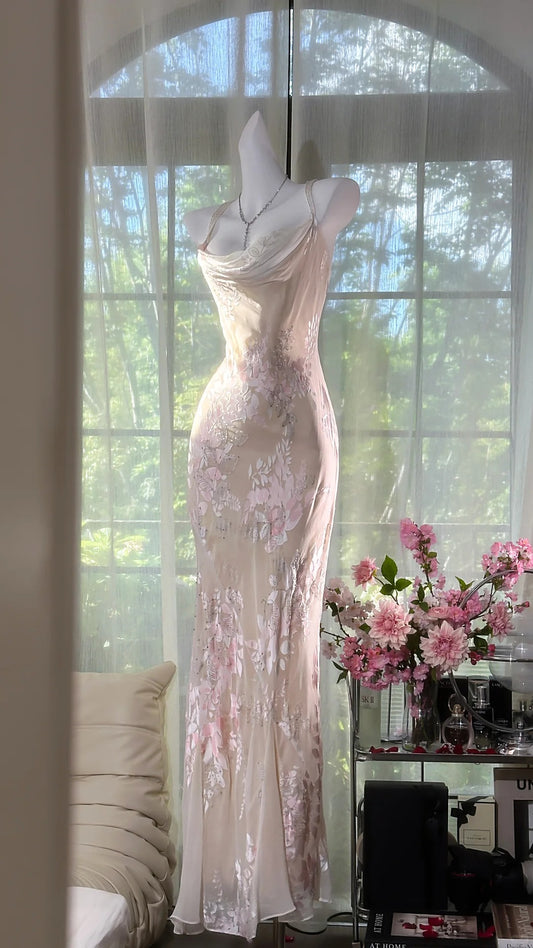 Charming Prom Dresses Mermaid Spaghetti Strap Pink Floor Length Evening Outfits N3561
