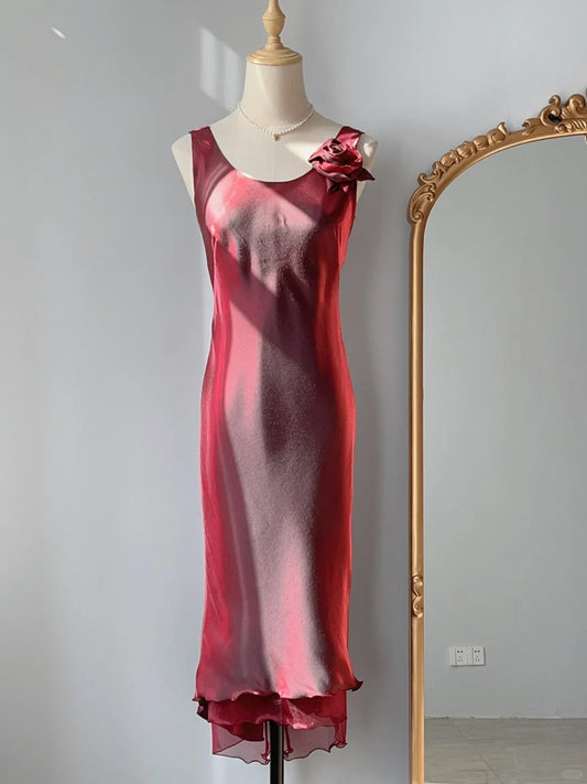 Vintage Prom Dresses 80s Sheath Square Neck Burgundy Sleeveless Tea Length Evening Formal Outfits RB4269