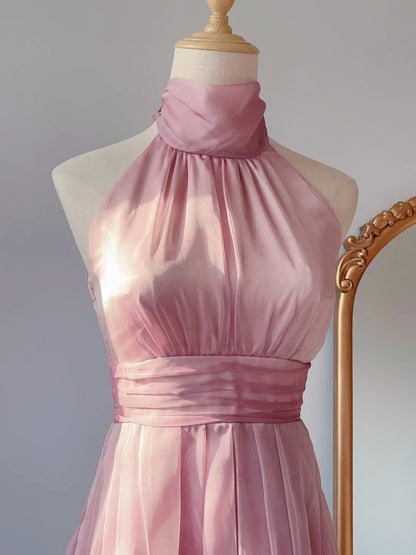 Cute A Line High Neck Pink Knee Length Senior Inspo Birthday 18th Party Outfits Homecoming Dresses RB3218