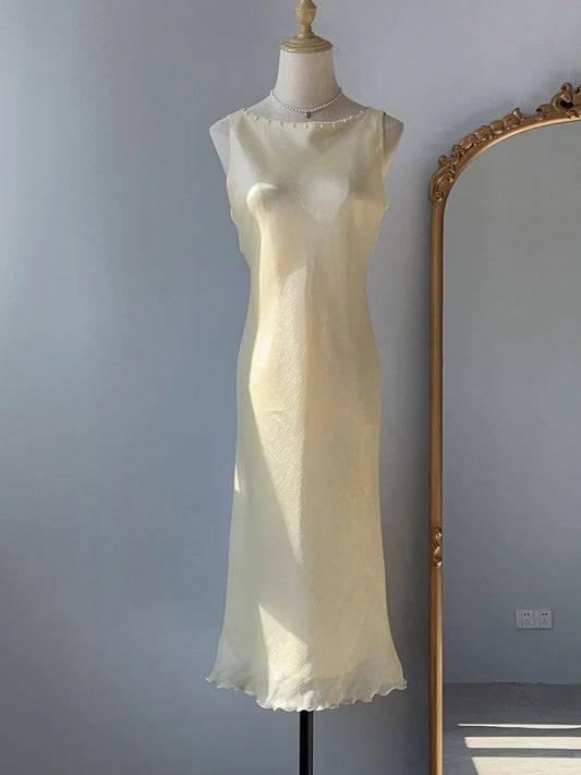 Modest Sheath Yellow Tea Length Spring Summer Event Outfits Wedding Guest Dresses RB3217