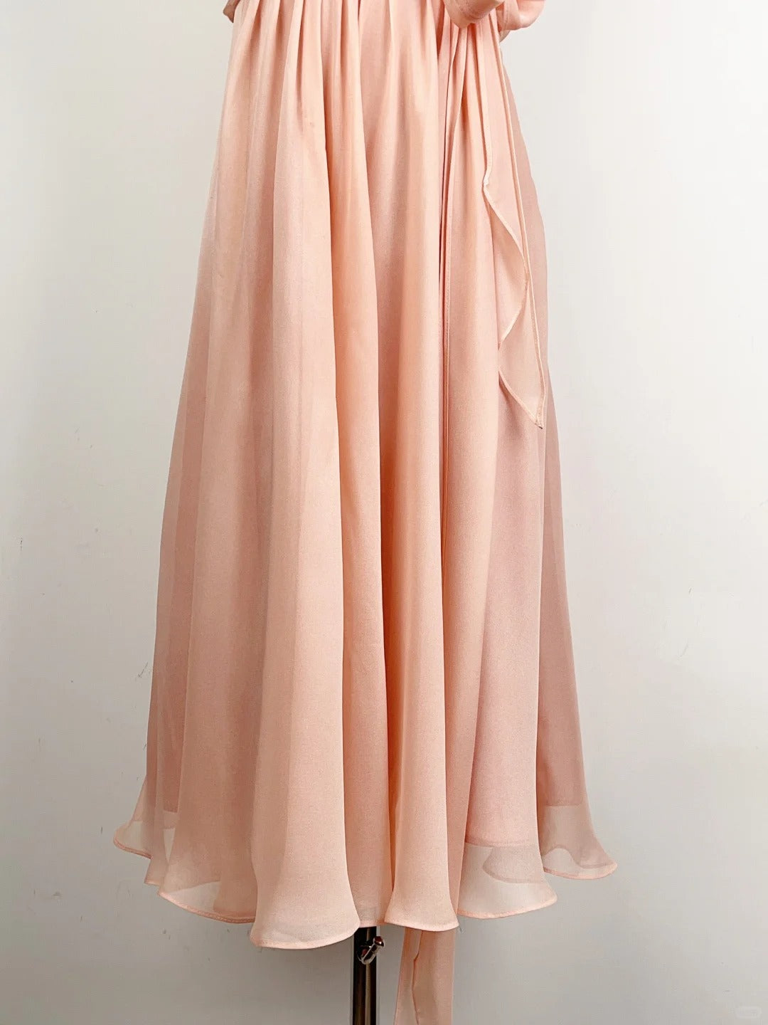 Retro A line Halter Blush Pink Chiffon Tea Length Prom Dresses Formal Party Outfits RB3920