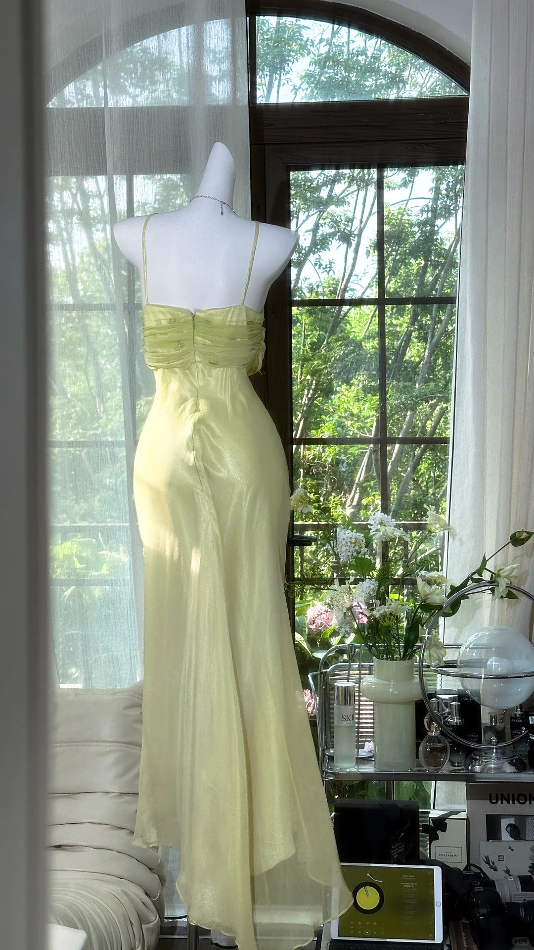 Modest Prom Dresses Mermaid Halter Green Chiffon Sleeveless Evening Outfits N3570