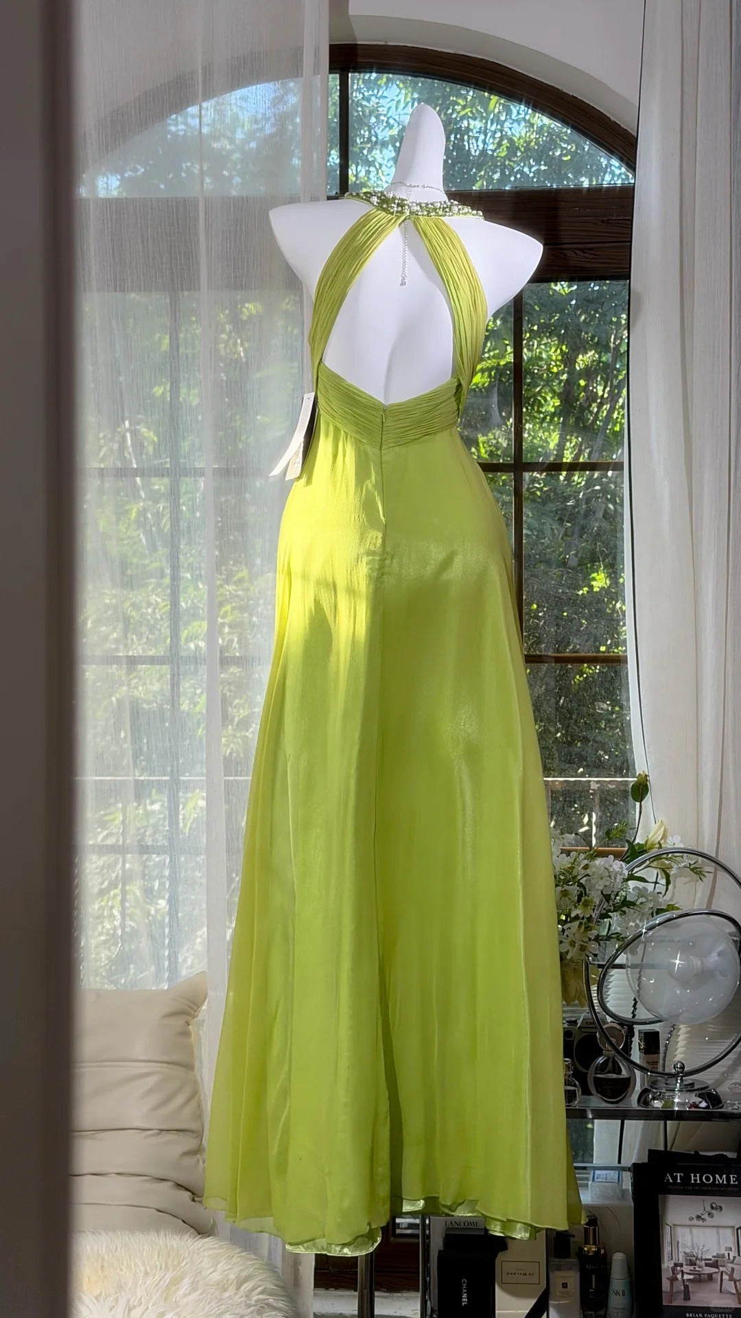 Classic Mermaid Halter Yellow Backless Chiffon Floor Length Prom Dresses Inspo Formal Outfits RB4512