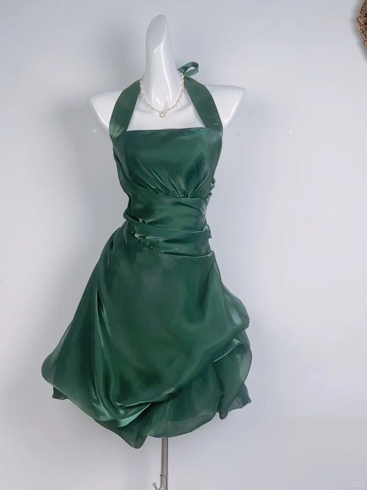 Ball Gown Halter Sleeveless Green 16th Birthday Dress Short Homecoming Dresses N4757