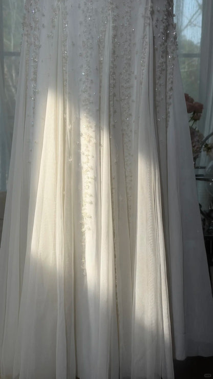 Modest Prom Dresses Mermaid Halter White Chiffon With Beading Floor Length Evening Outfits N3528