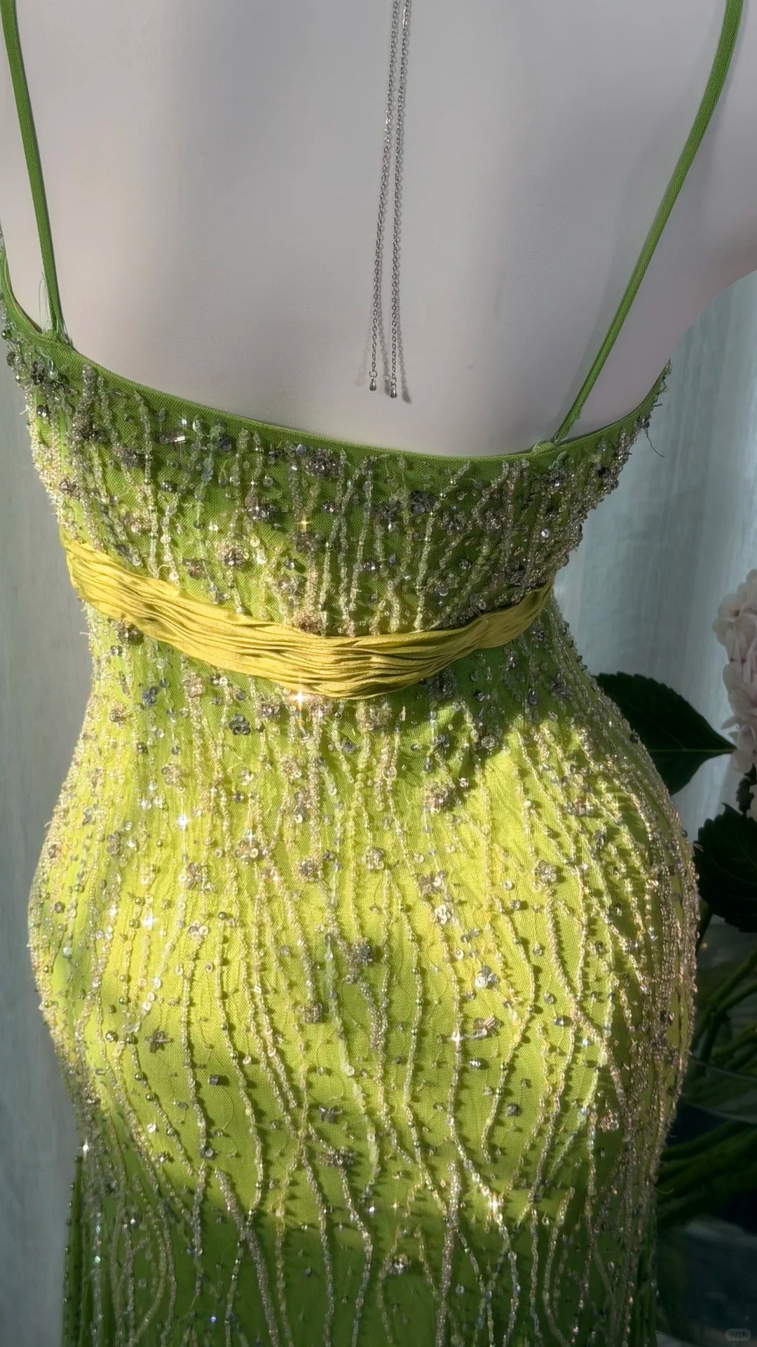 Sexy Mermaid Spaghetti Straps Green Tulle With Beading Prom Dress Formal Outfits Party Dresses RB7571