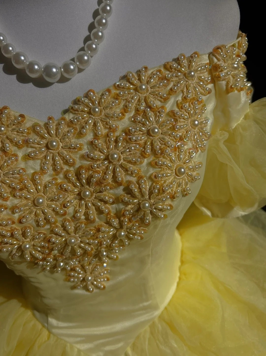 Vintage Prom Dresses Ball Gown Off The Shoulder Yellow Long 70s Beads Formal Gown N2573